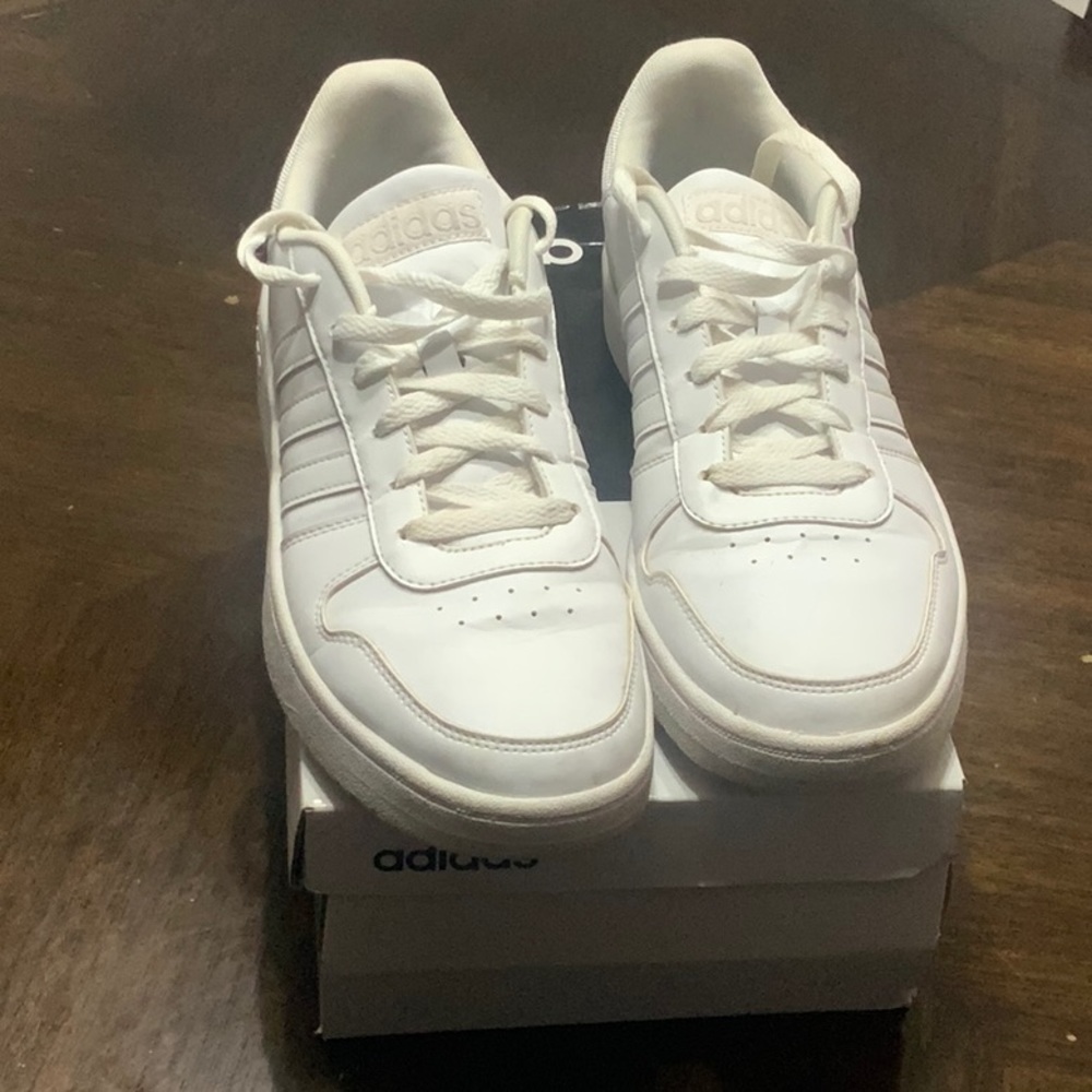 Adidas Mens White Shoes Low Top Hoops